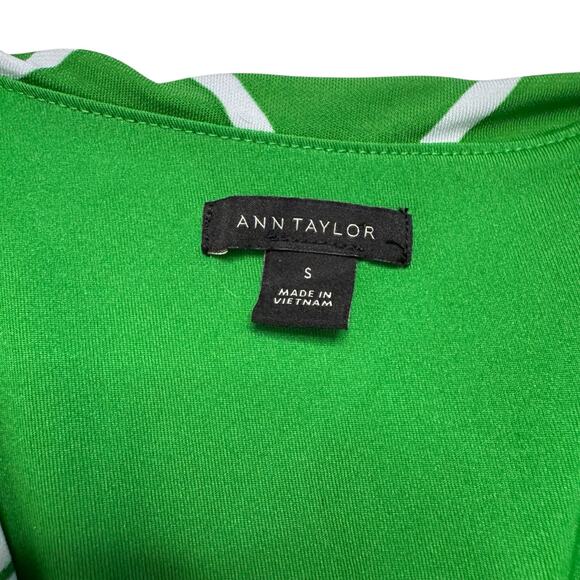 ANN TAYLOR Lattice Knit Wrap Dress Green Gray Size Small Plaid Stretch #500885 - Picture 6 of 10